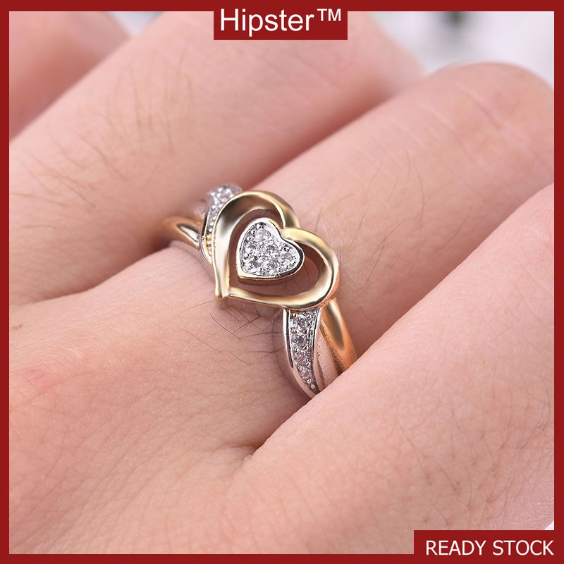 New Heart-Shaped Ring Fashion Luxury 18K Gold