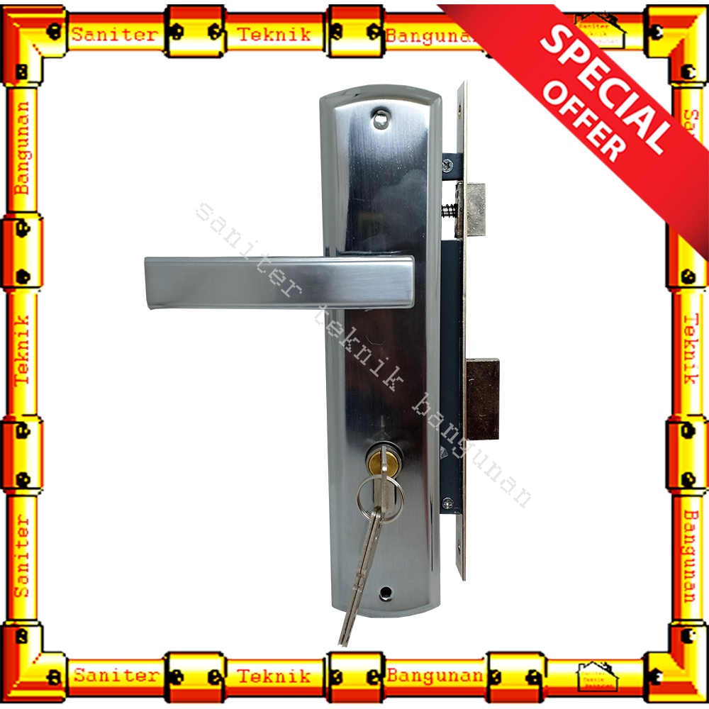 Kunci Pintu Besar Plat 1 Set Handle Gagang Kunci Pintu 25CM Komplit Allegra E03