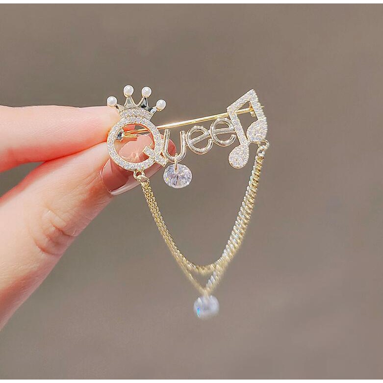 Bros Pin Desain Tulisan Aksen Rumbai Gaya Korea Untuk Wanita