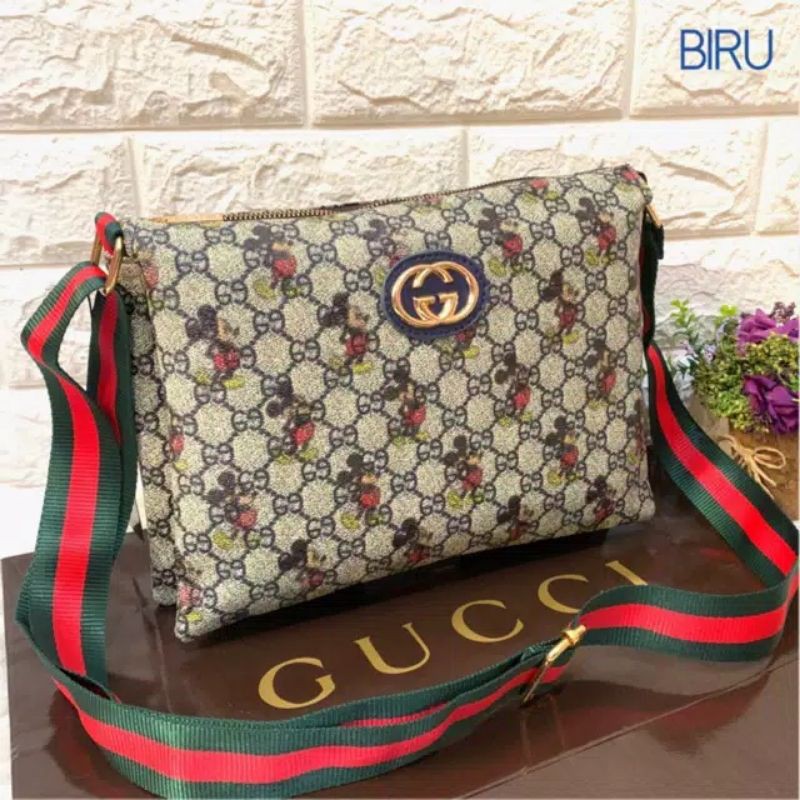 sling bag tas slempang motif lv mickey mouse strape multi colour tas pinggang wallet mini bag