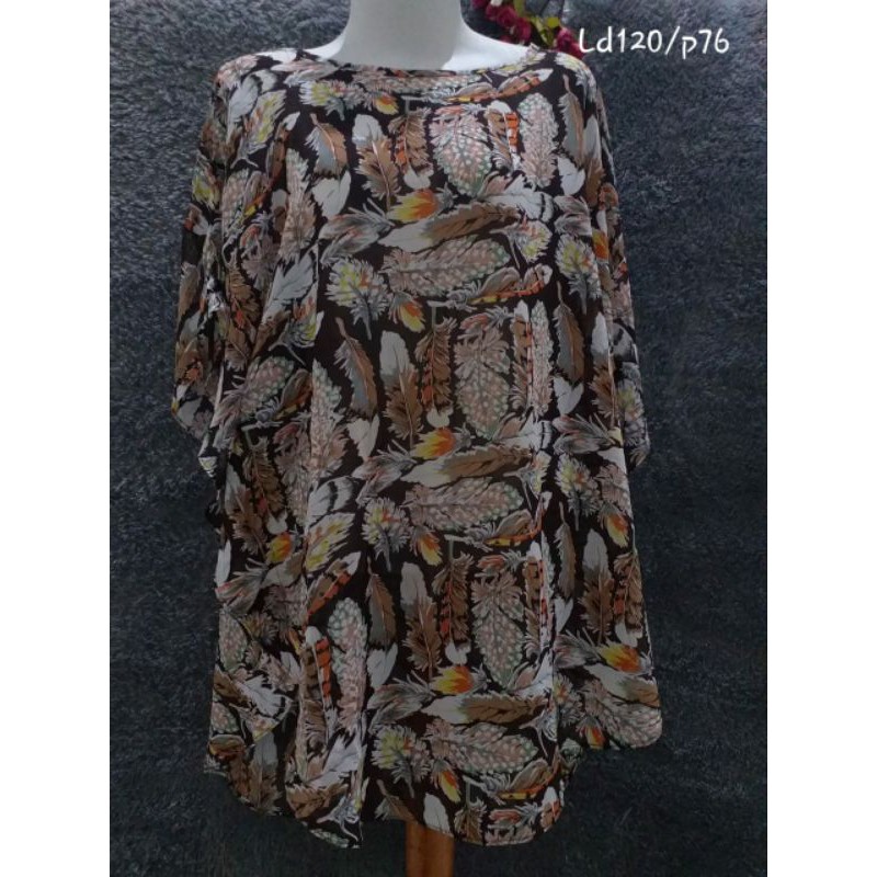 Blouse sifon motif bulu