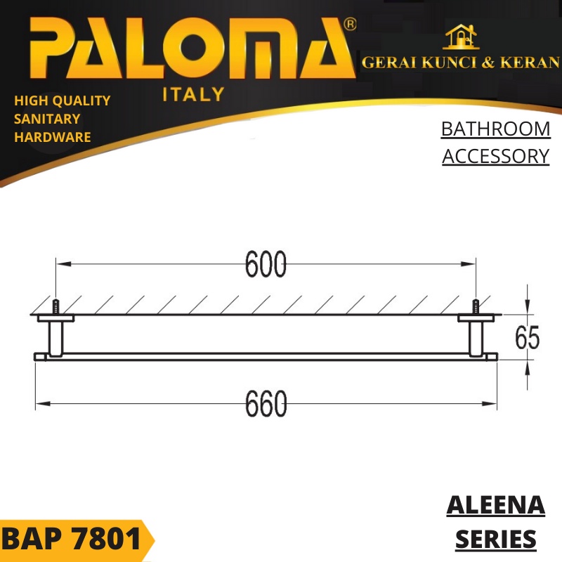 PALOMA BAP 7801 Rak Handuk Baju Gantungan Hanger Dinding Kamar Mandi SATIN GOLD