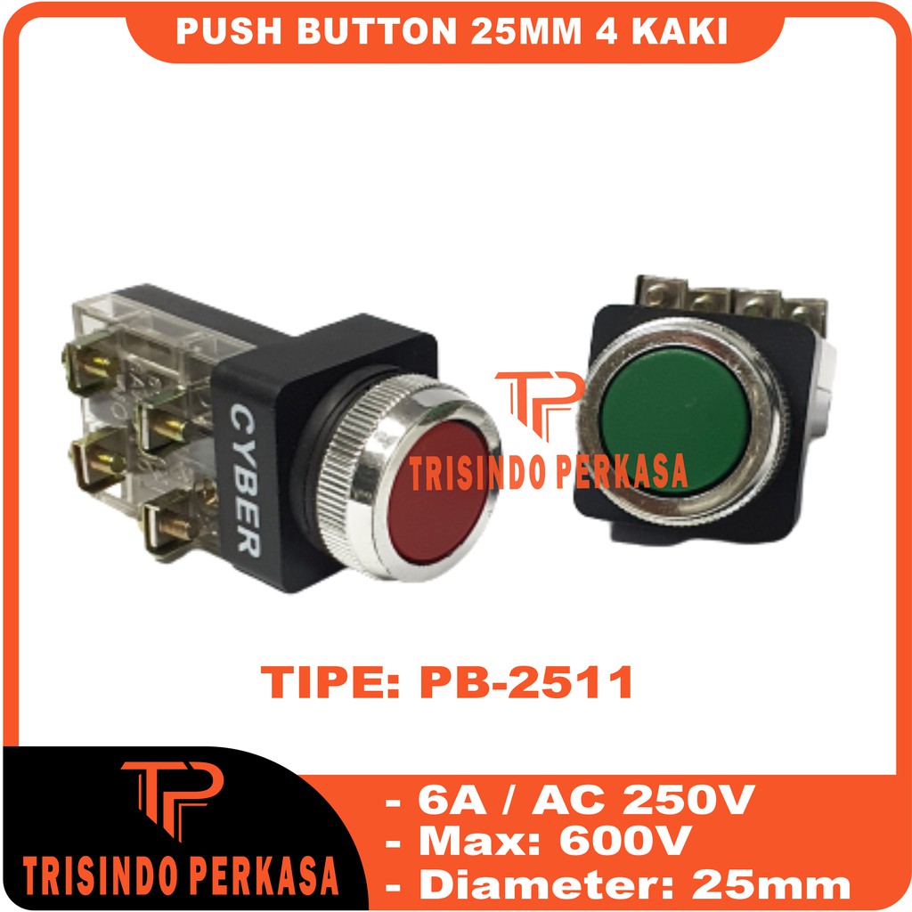 Push Button PB2511 25mm 4kaki (4F)