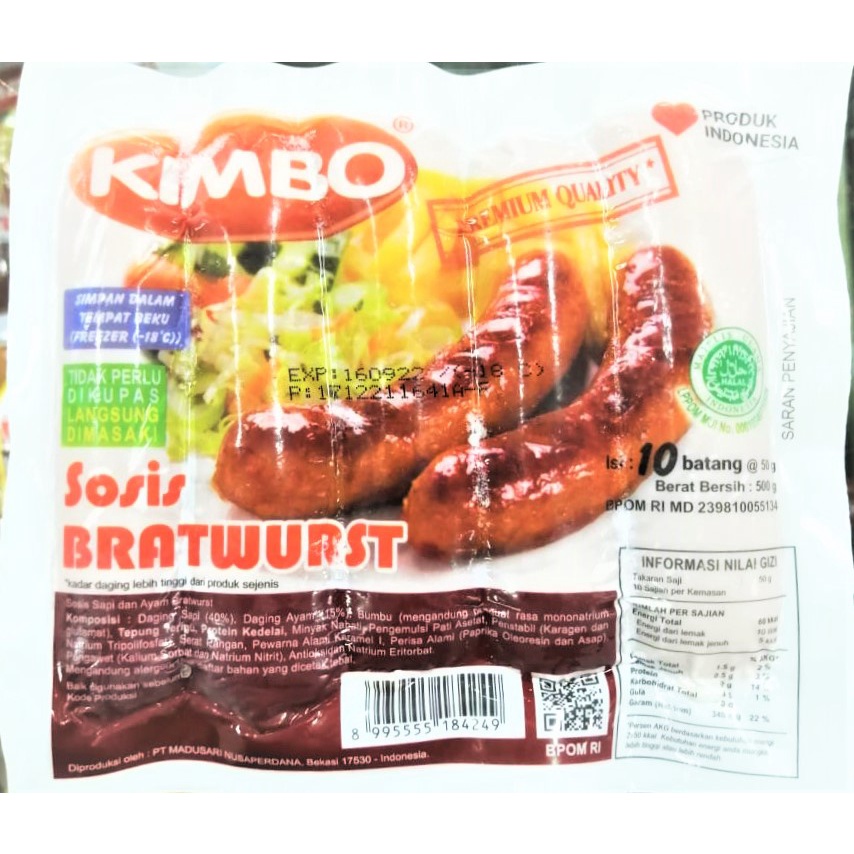 

Kimbo Sosis Bratwurst Original 500gr