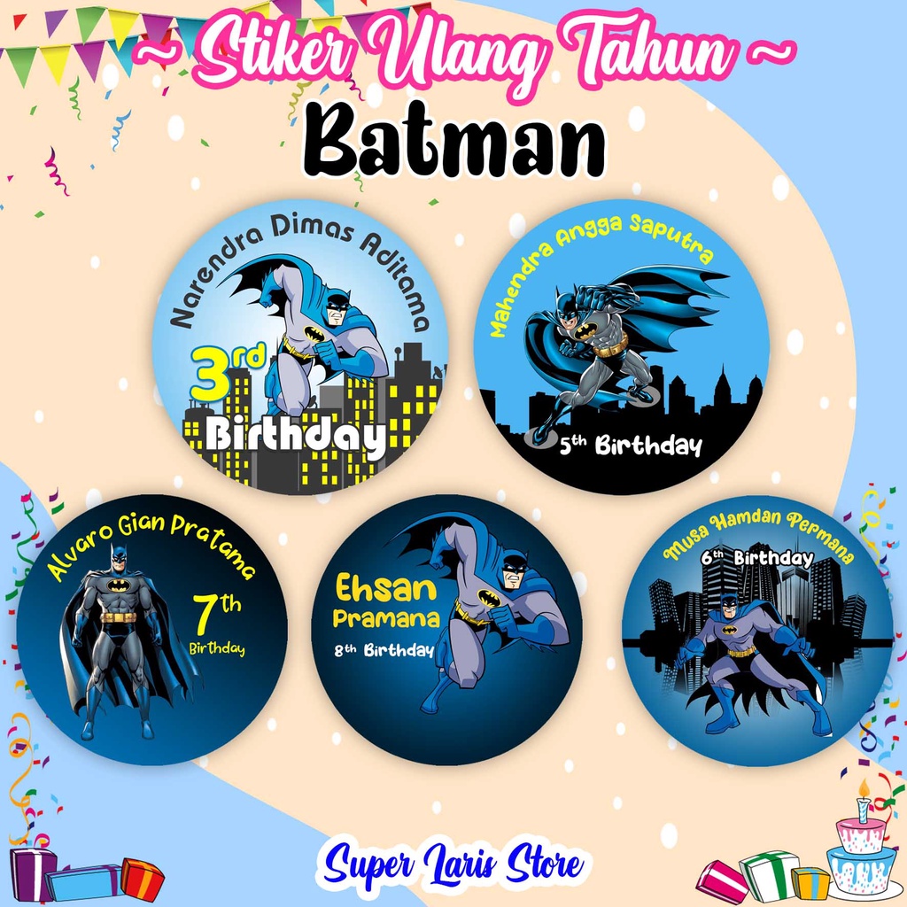 Jual SuperLarisStore Stiker Ulang Tahun Batman / Stiker Tumpeng Mini