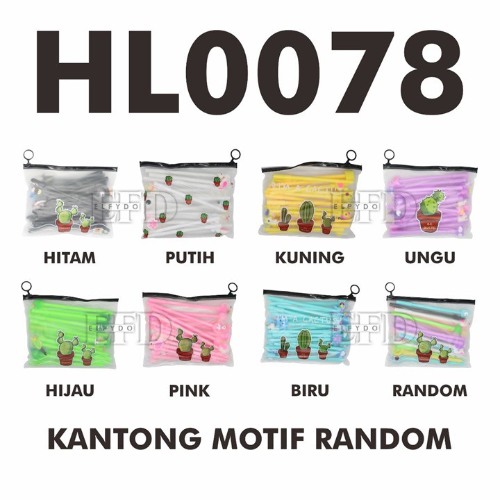 ELFYDO - HL0078 Pena Set Karakter Cartoon isi 20 Pcs Plus Pouch Transparant Pulpen Set