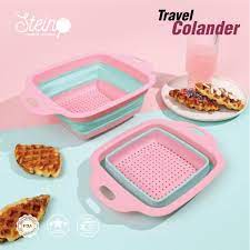 Baskom Saringan Lipat Stein Cookware Colander Silicon 2 Piece