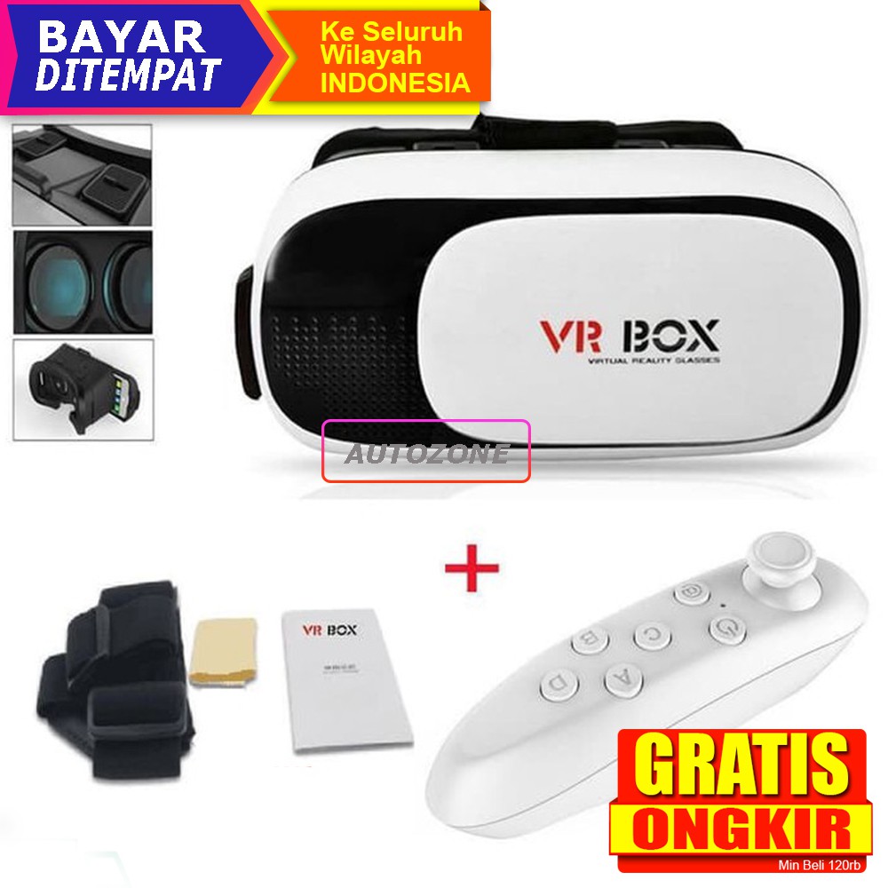 [BAYAR DITEMPAT] Virtual 3D reality glasses VR box + Remote VR gear box generasi 2