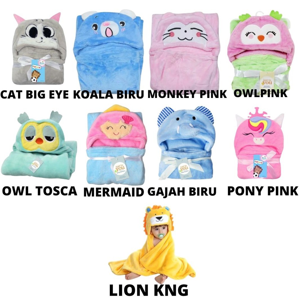 Selimut Bayi Topi Boneka B / Selimut Bayi Karakter Fleece