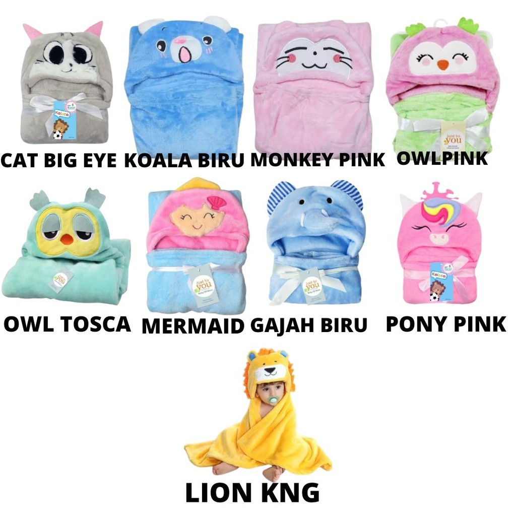 Selimut Bayi Topi Boneka B / Selimut Bayi Karakter Fleece