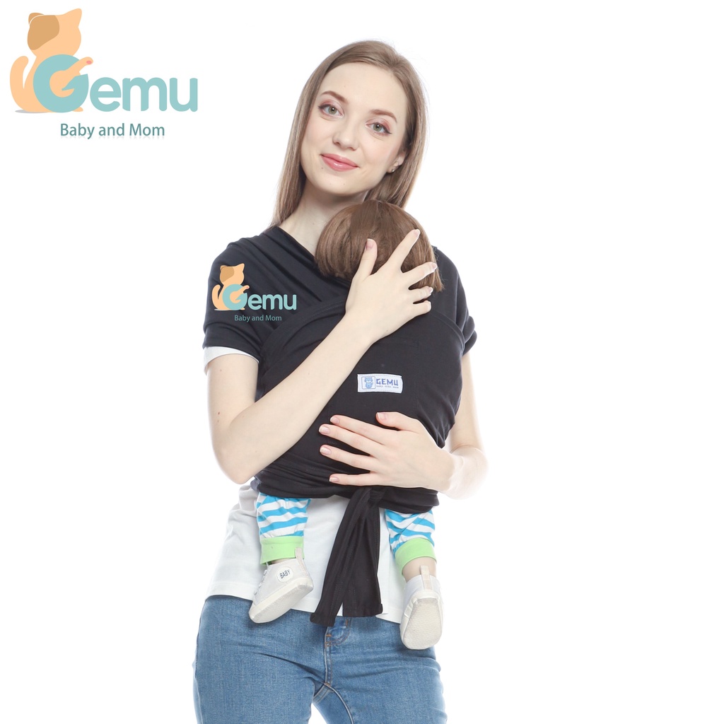 Gendongan Bayi Depan Samping M Shape Geos Gendongan Kaos Baby Wrap Instan with Sash Belt Premium GEMU