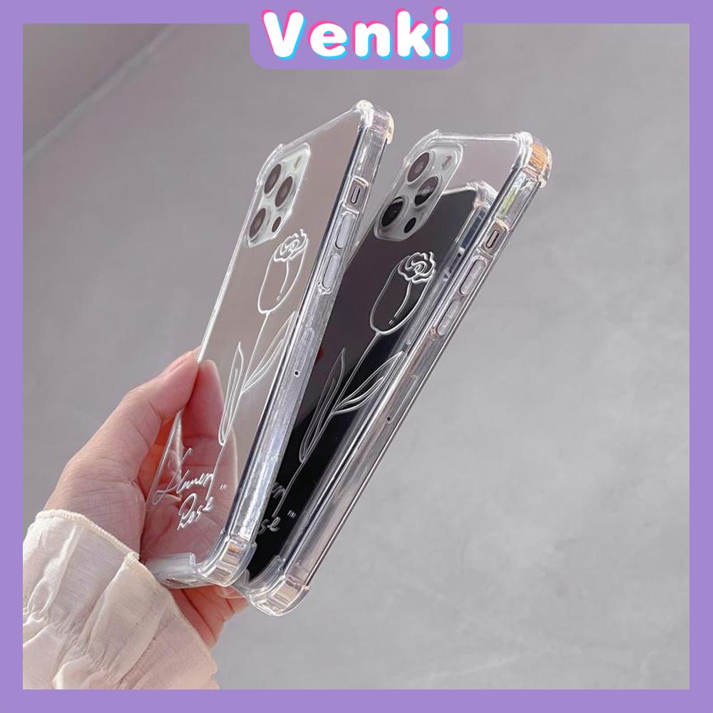 iPhone Case Acrylic Reflective Mirror Airbag Shockproof Protection Camera Lines Rose Simple Compatible with iPhone 11 iPhone 13 Pro Max iPhone 12 Pro Max iPhone 7 Plus iPhone xr