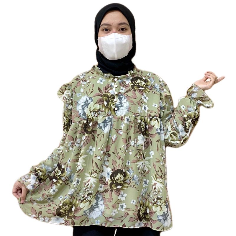 BLOUSE WANITA BUNGA KERUT CERUTY IMPORT PREMIUM | BLUS WANITA IMPORT | BLUS WANITA KASUAL / BLOUSE K