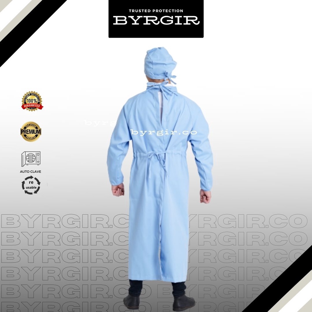 BYRGIR American Drill Reusable Surgical Gown APD Set Baju OKA Katun Operasi Dokter OK Lengan Panjang