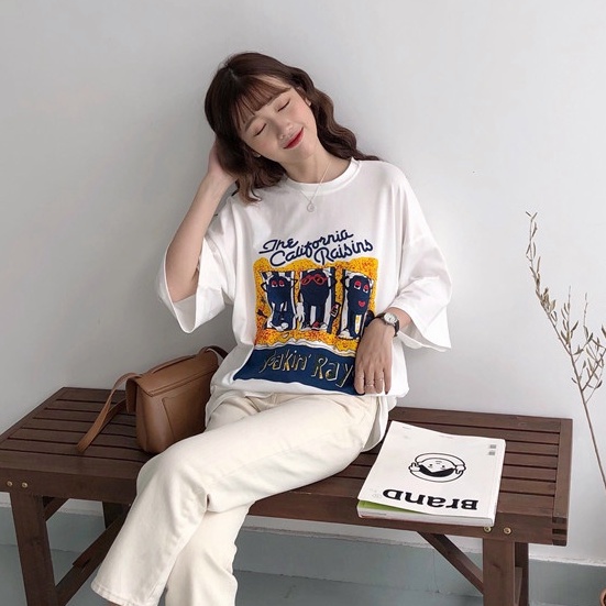 MOOGU ♡ Big size Korean lengan pendek atasan kaos t shirt pakaian wanita top