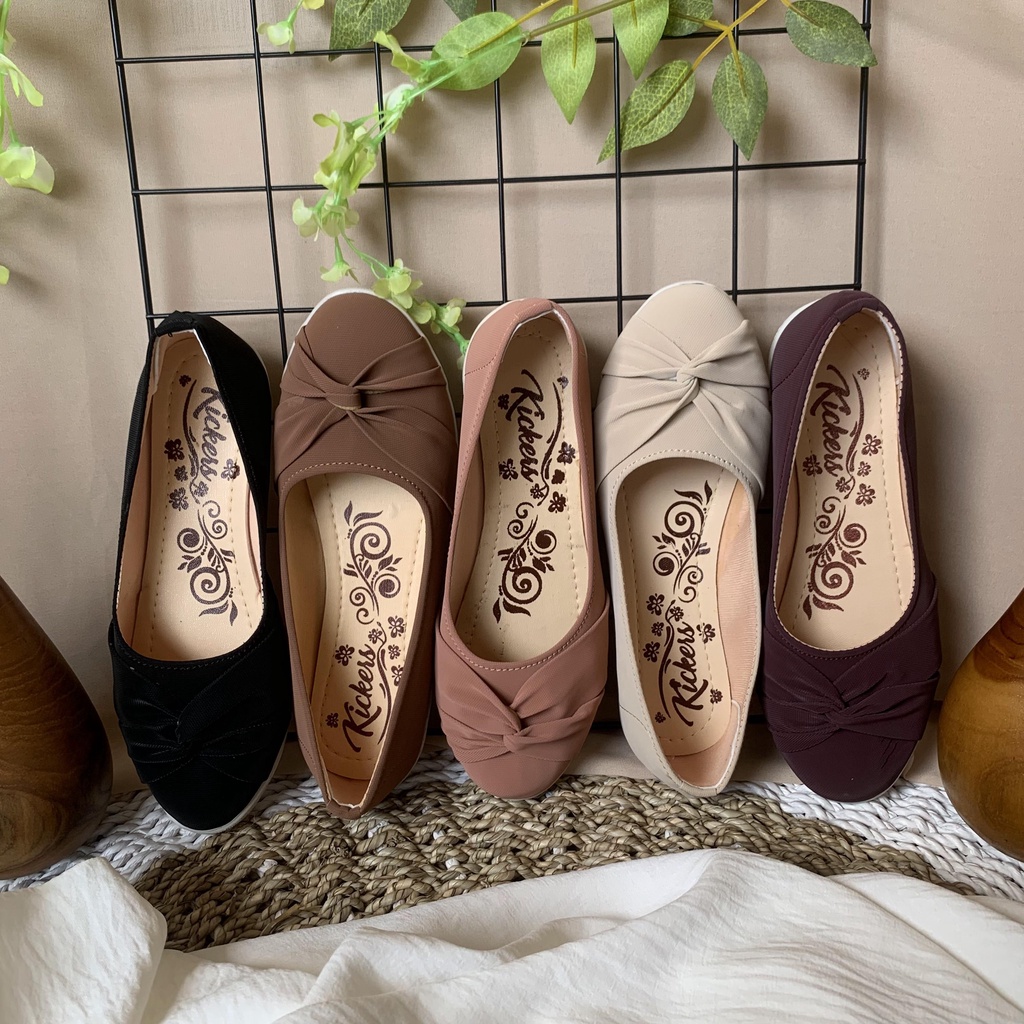 Flatshoes slip on wanita variasi kruwel bahan kanvas polos sepatu kerja feminim korean style BL KRUWEL 3