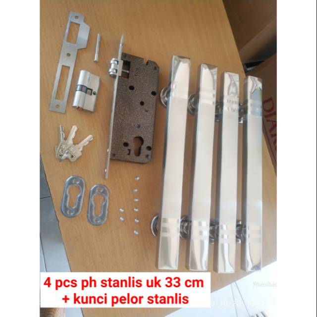 KUNCI PINTU KOMPLIT KUNCI PINTU MINIMLIS KUNCI PINTU KUPU2  KUNCI 4 PCS PH SS UK 33 CM + KUNCI PELOR