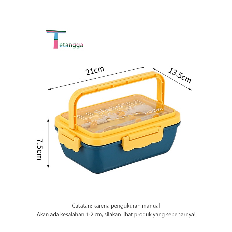 Lunch Box Set Kotak Bekal Makan Siang Bahan Jerami Pegangan Melengkung + Sendok Dan Sumpit memiliki