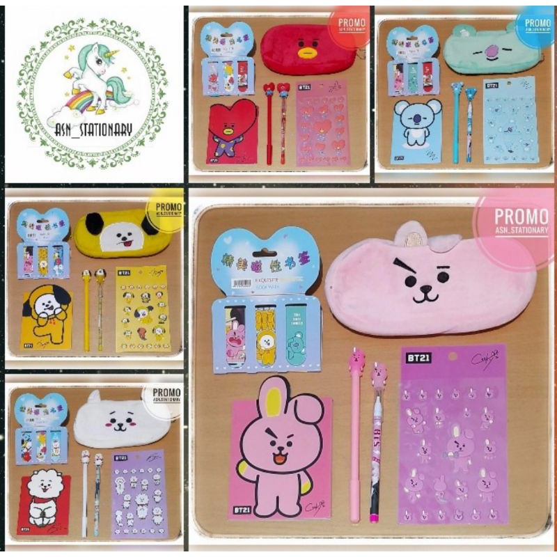 

#6765# [COD] - 1 PAKET ALAT TULIS KARAKTER BTS BT21 LUCU DAN UNIK