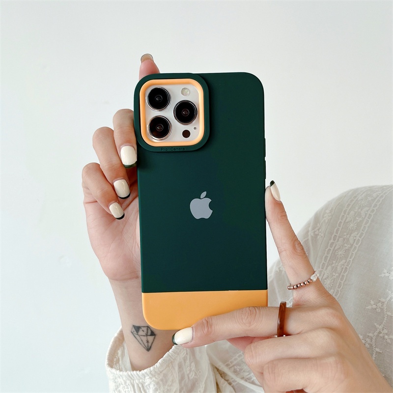 IPHONE Jahitan Silikon case Iphone14 pro max Case13 12 11 pro Max14 plus three-in-one simple shockproof soft cover Pelindung