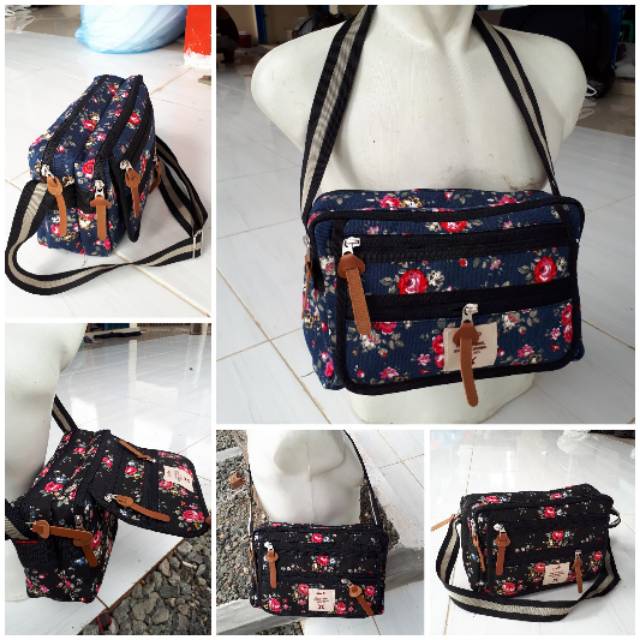 Tas slempang cewek motif bunga 5 ruang