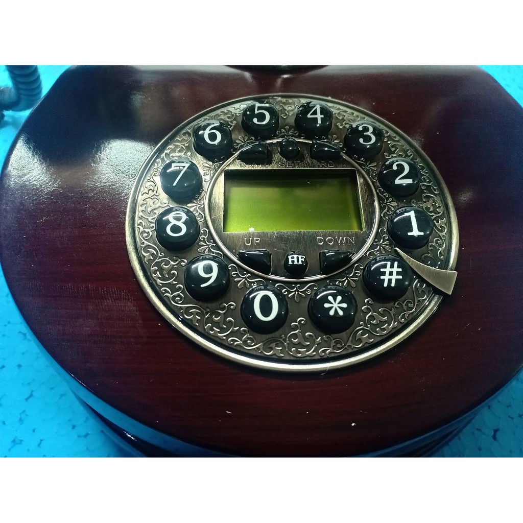 Telepon rumah kabel model klasik KAYU telpon telp vintage retro indihome speedy telkom u/ kado telephone rumah kantor cafe dll