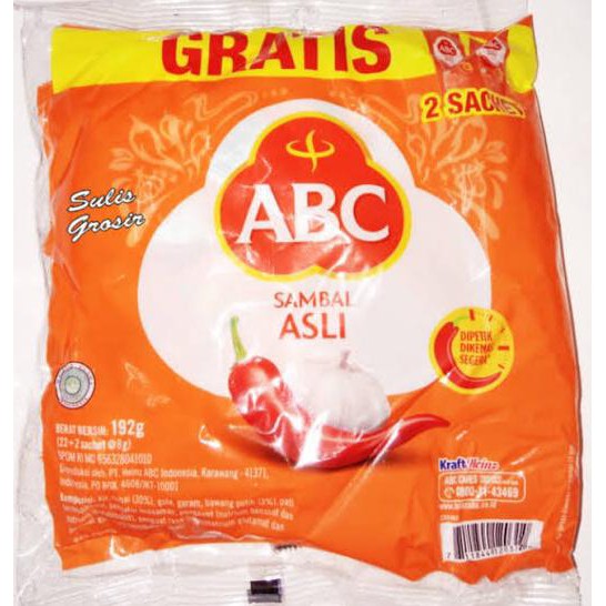 

Flash Sale - Sambal Abc Sachet 21 X 24 X 8G Dus / Sambel Abc Bungkusan / Abc Sachet