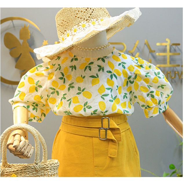 SETELAN ANAK CEWEK IMPORT / BAJU ROK MOTIF KUNING BUNGA