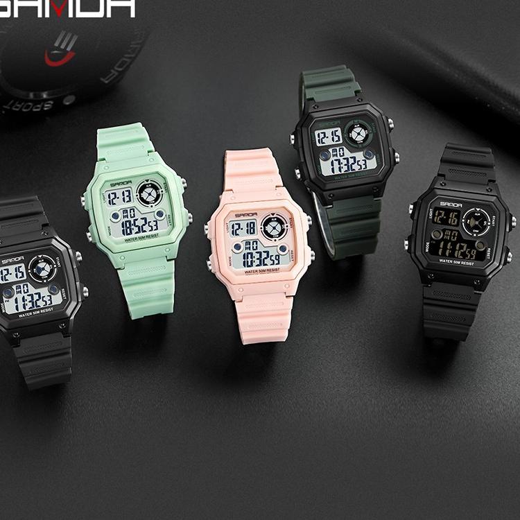"JP. 5565" SANDA 418 Jam Tangan Pria Digital Tali Rubber Chronograph Anti Air WKOS
