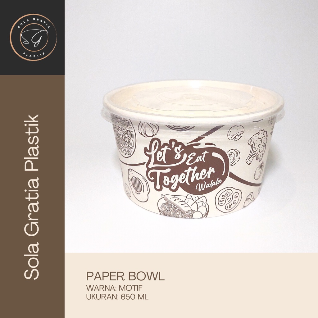 Paper Bowl 650 mL (22 oz)  Motif - Mangkok Kertas + Tutup