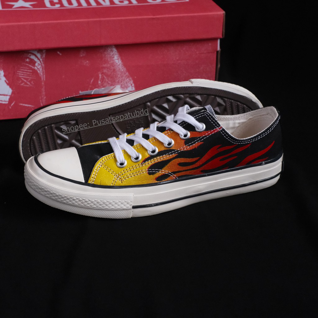 CONVERSE FLAME LOW BLACK RED MOTIF 70S EGRET