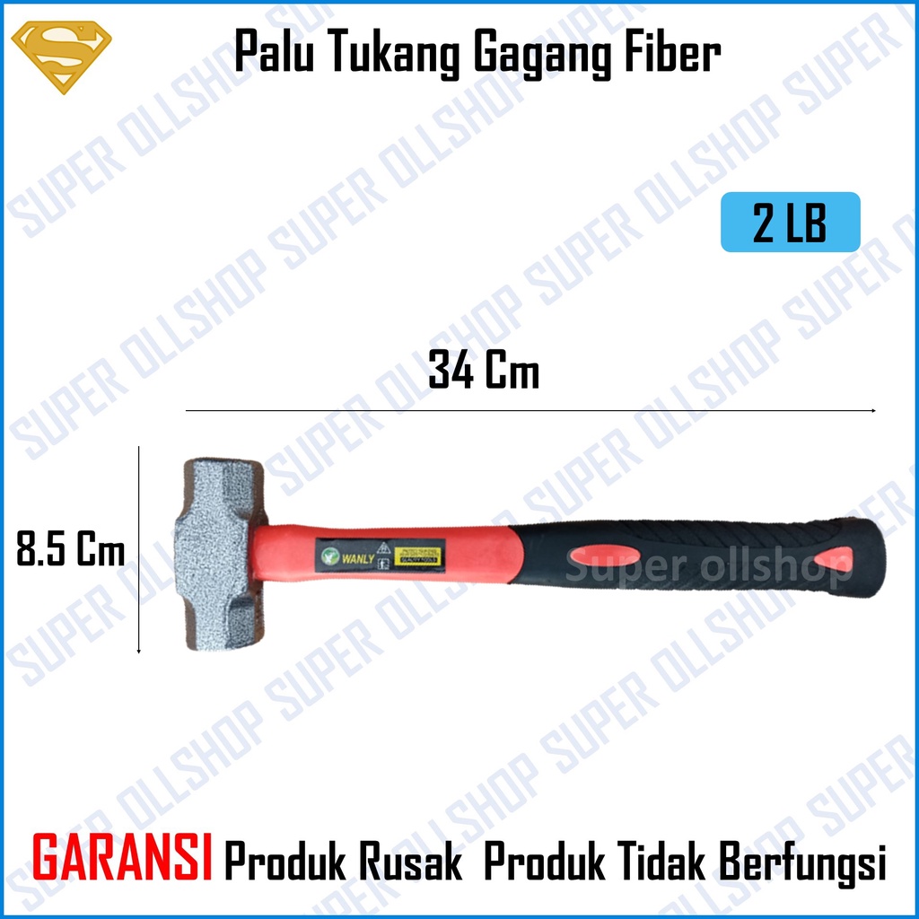 Palu Martil Batu Bodem Bogem Godam Hammer Gagang Fiber Kecil Besar 2 Lb 3 Lb