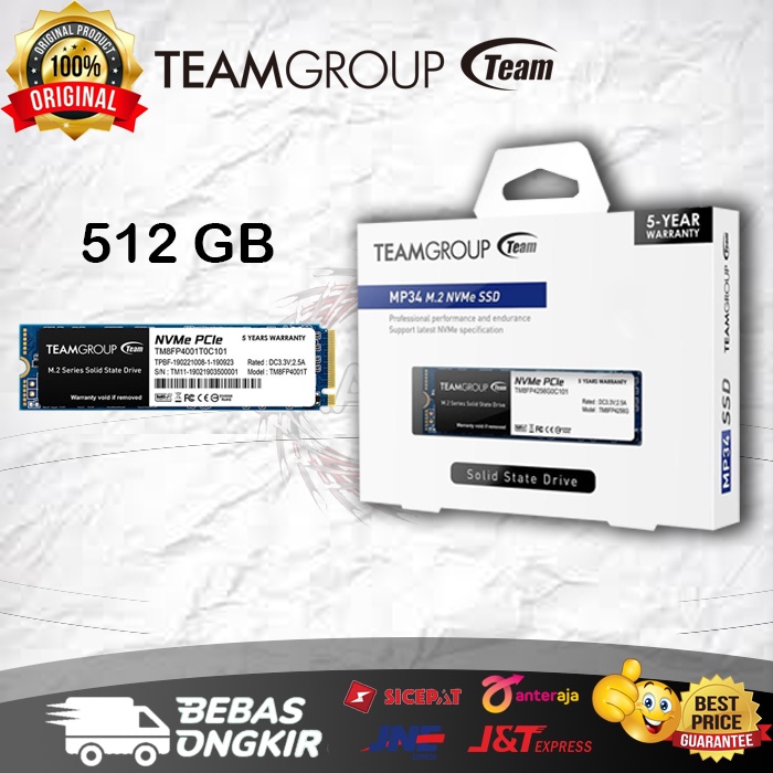 Team SSD M2 2280 MP34 PCIe With NVMe 1.3 512 GB