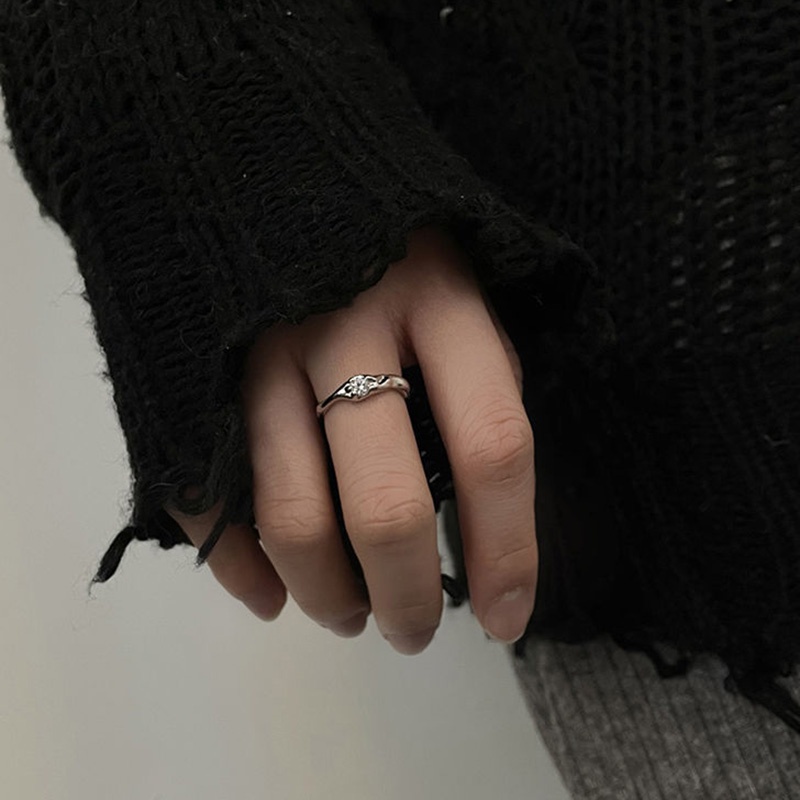 Cincin Jari Telunjuk Model Terbuka Asimetris Aksen Berlian Imitasi Untuk Wanita