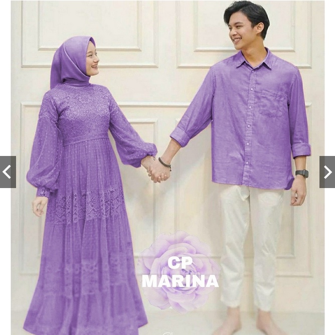 Share: CP MARINA / COUPLE MAXI DRESS MARINA / BAJU PASANGAN WANITA PRIA / CP MAXI GAMIS BRUKAT