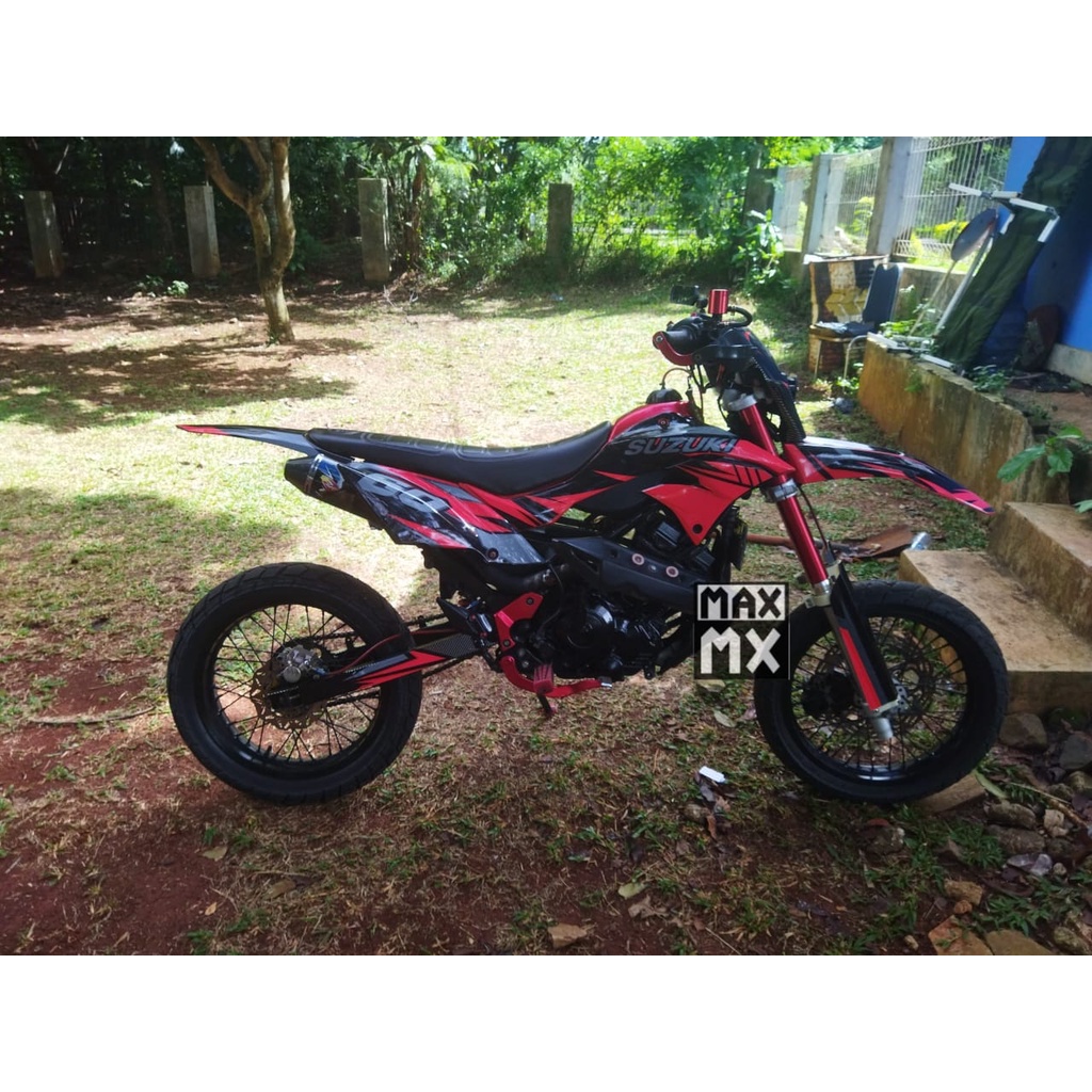 Decal New Dtracker stiker dekal klx 150 custom fullbody merah hitam