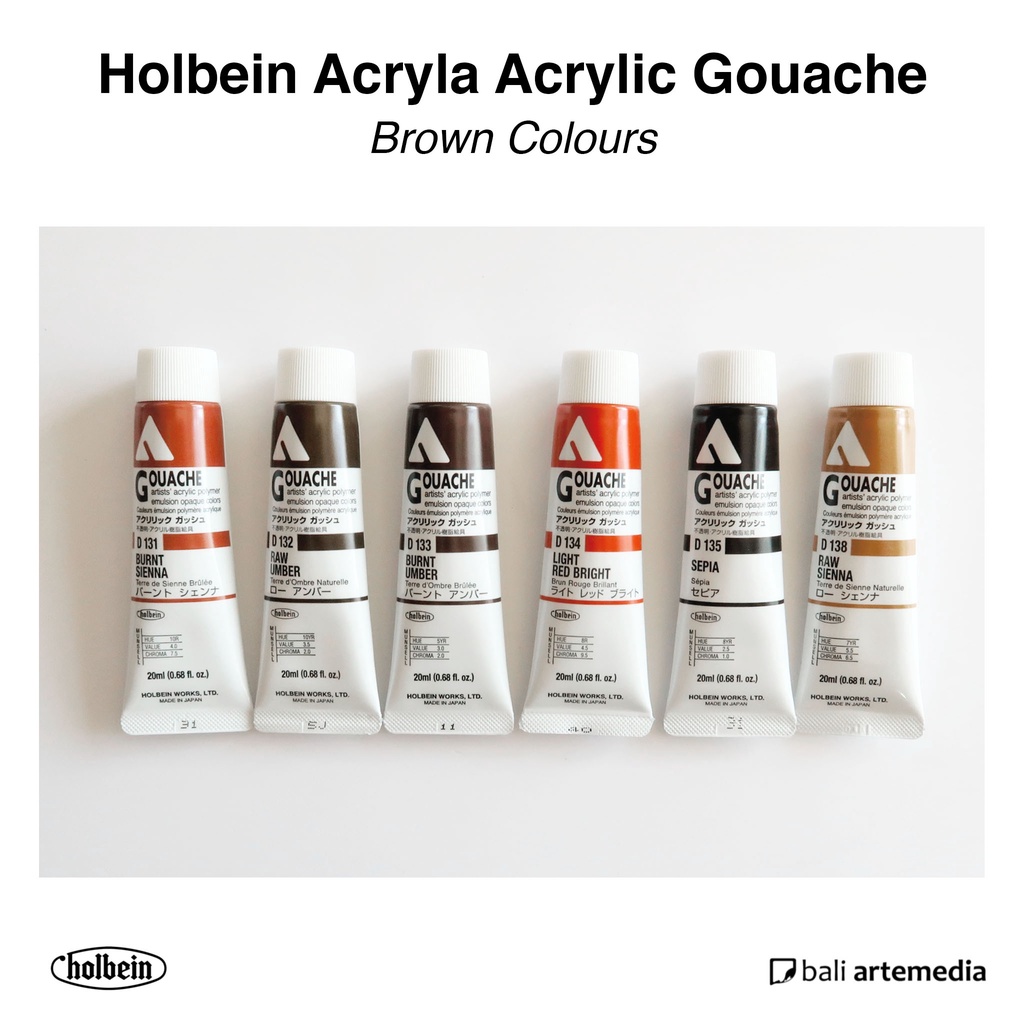 Holbein Acryla BROWN Acrylic Gouache Paint 20ml