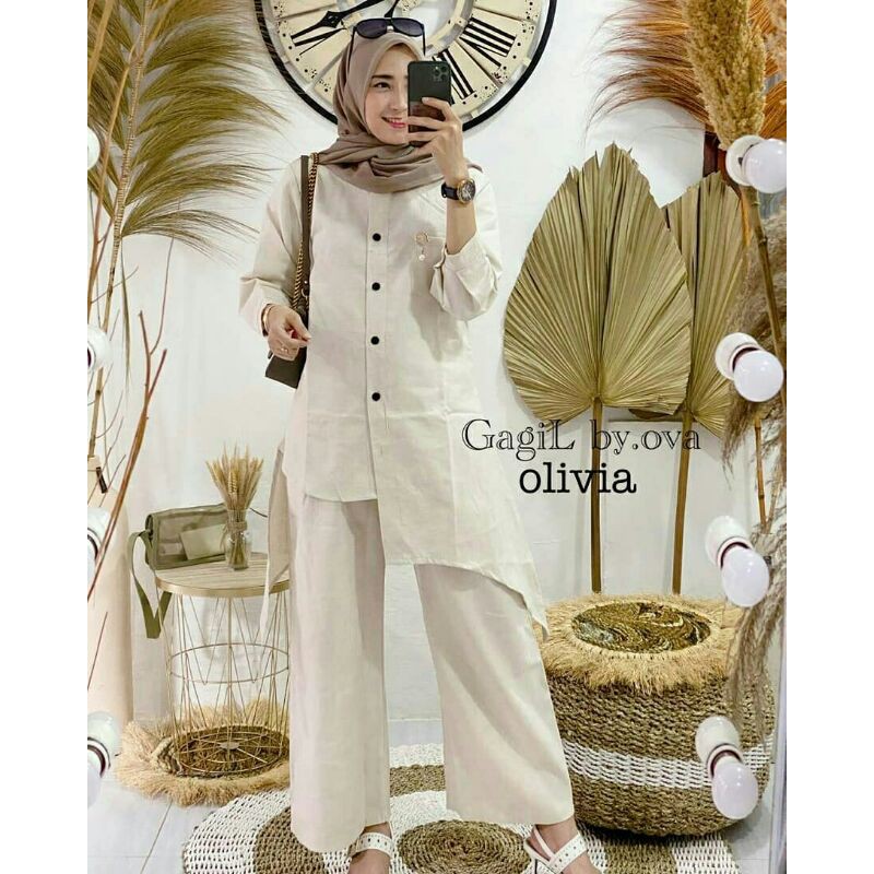 OLIVIA By GAGIL FASHION OVA, SET SETELAN TUNIK CELANA KULOT MUSLIM WANITA