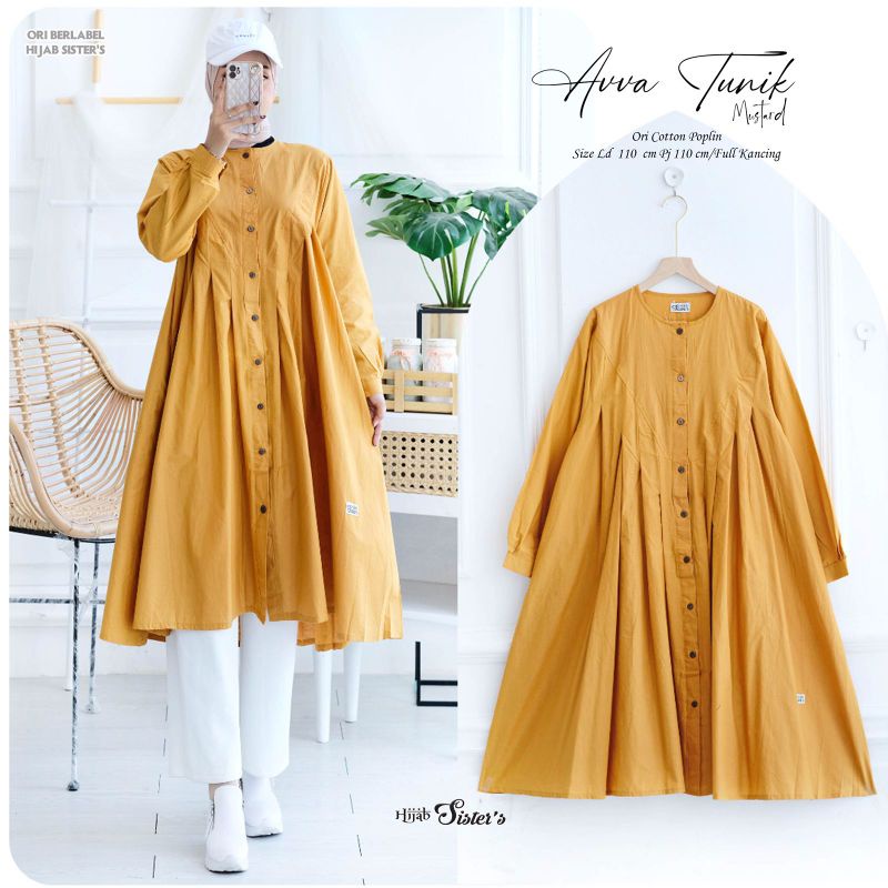 AVVA TUNIK BAHAN ORI CATTON POPLIN BY HIJAB SISTER