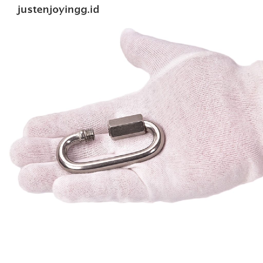 【justenjoyingg.id】 Stainless Steel Screw Lock Climbing Gear Carabiner Quick Links Safety Snap Hook .