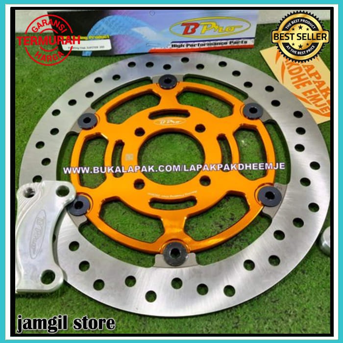 PIRINGAN CAKRAM DEPAN 260 MM JUPITER Z 110 CC FIZR FORCE1 BPRO ORIGINAL GOLD PLUS BREKET  26 CM