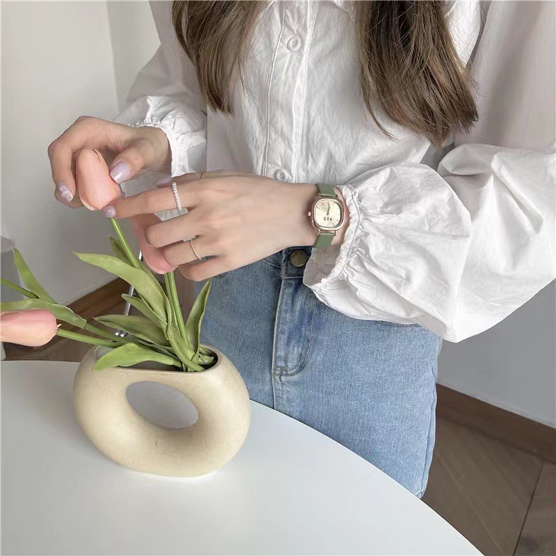 Jam Tangan Wanita SOFIA Analog Quartz Strap PU Leather Dial Kotak Casual Fashion Impor GROSIRJAYA32