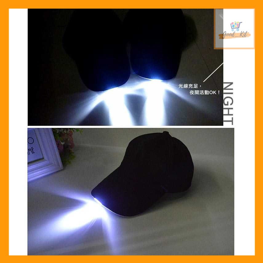 Topi Baseball Cap dengan lampu 5 LED Light