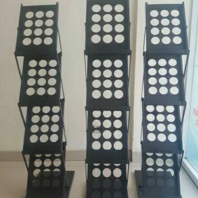 Rak Brosur 4 Susun Besi Hitam/ Rak Brosur Lipat