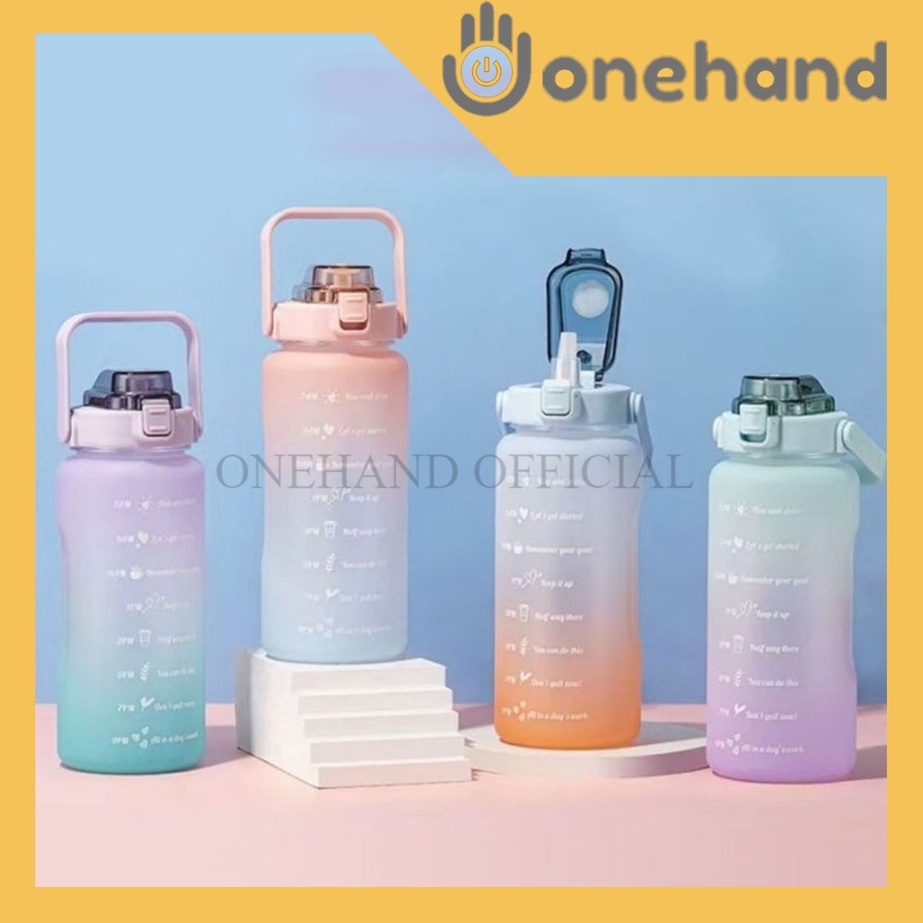 Botol Minum Botol Air Minum Motivasi Tritan Penanda Waktu 2 Liter Gradient Gradasi