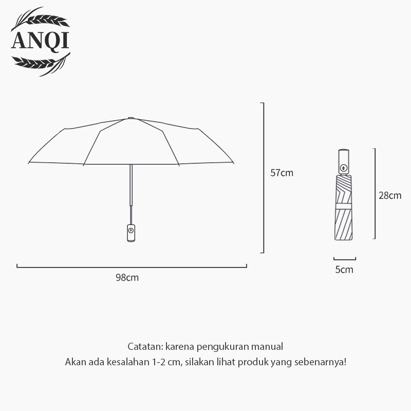 ANQI 1888 PAYUNG LIPAT Anti UV Hujan atau Panas Payung Anti UV PREMIUM Quality Semangka /Alpukat