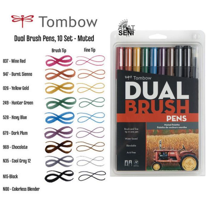 

[[COD]] Tombow Dual Brush Pen Set with Blender - Muted Palette (Pack of 10) DISKON Kode 229