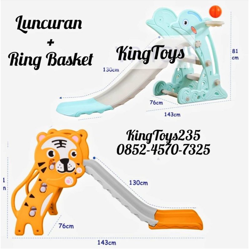 Perosotan Anak Luncuran Mainan Ring Basket Bonus Bola Tinggi Kokoh Karakter Seluncur Pontianak Besar