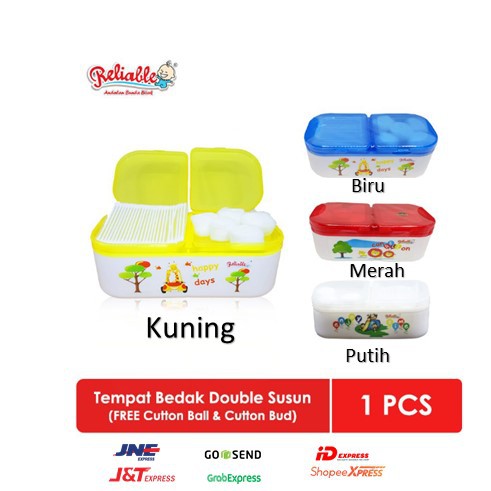 Reliable Tempat Bedak Bayi Double Susun Reliable RTB10400 Free Cotton Ball + Cotton Bud