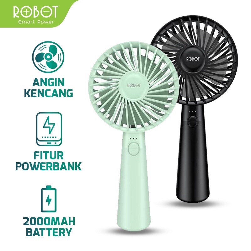 ROBOT RT-BFS1 2000mAh Handled Portable &amp; Rechargeable USB Mini Fan - Garansi Resmi 1 Tahun